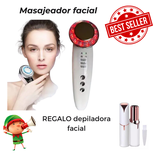 Masajeador Facial Frío y Calor Antiarrugas + Depiladora Facial de Regalo